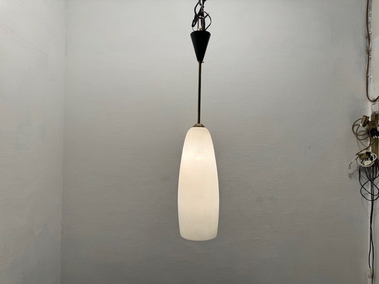 Italian Opaline Glass Pendant Light, 1960s