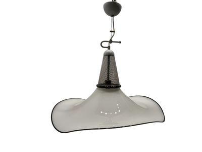 Large Black and White Murano Glass Pendant, 1970s