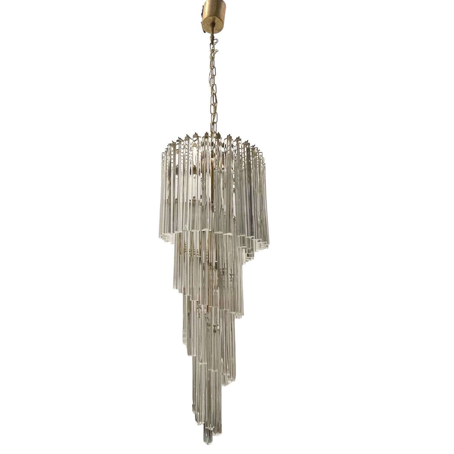Large Murano Glass Trilobi Spiral Chandelier, 1970s