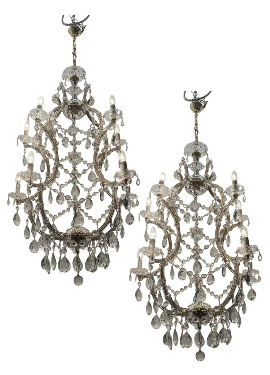 Large Crystal Murano Chandeliers Maria Teresa Set of 2
