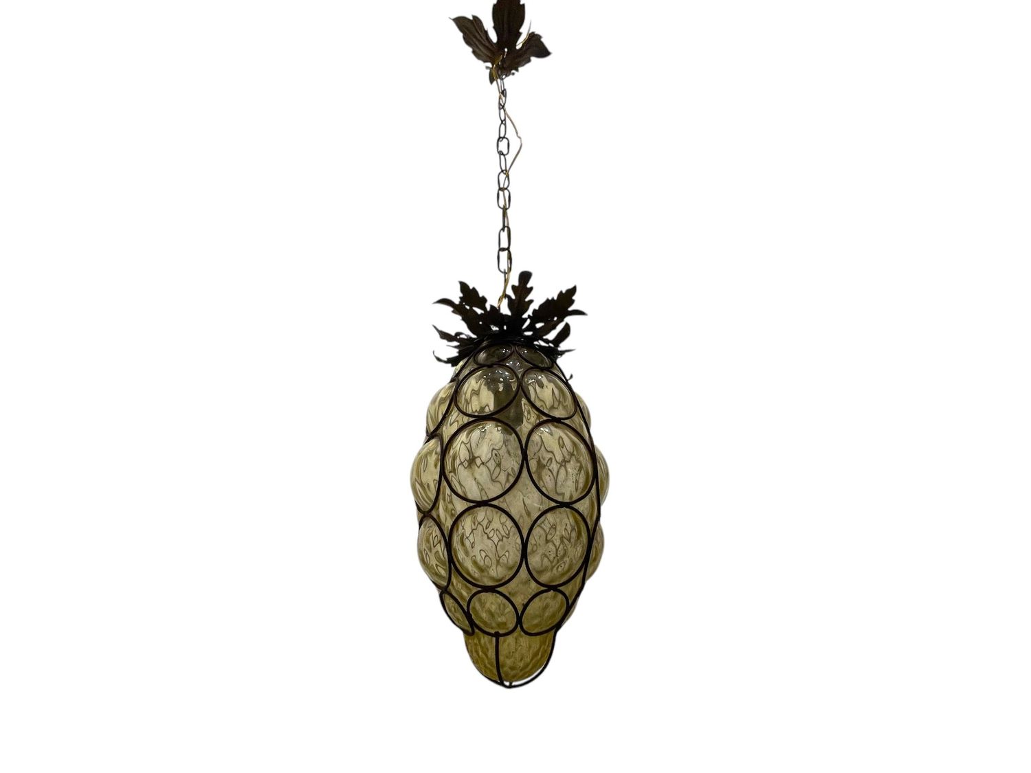 Wrought Iron Murano Glass Light Pendant