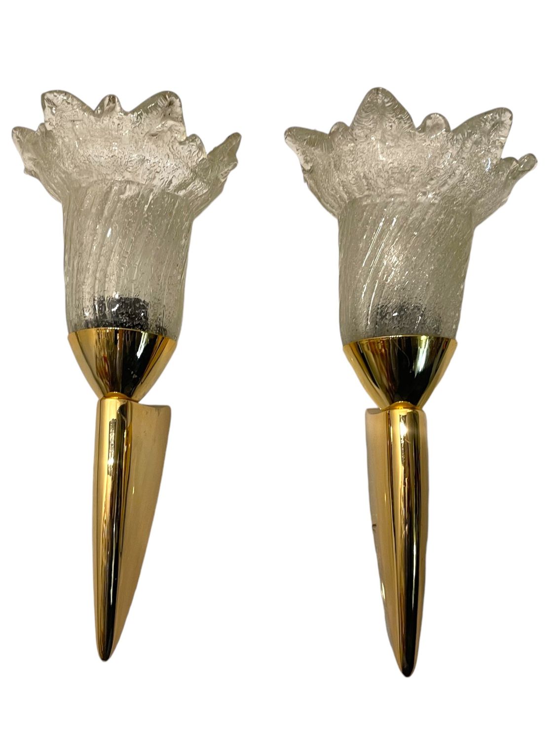 Brass and Murano Glass Sconces, 1960s, Set of 2