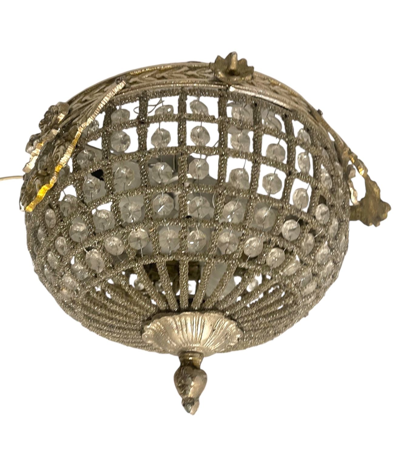 Crystal Beaded Flush Mount, 1980s