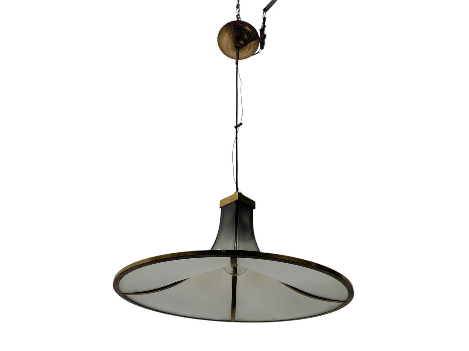 Brass Glass Pagoda Pendant by Angelo Brotto Esperia, 1960s