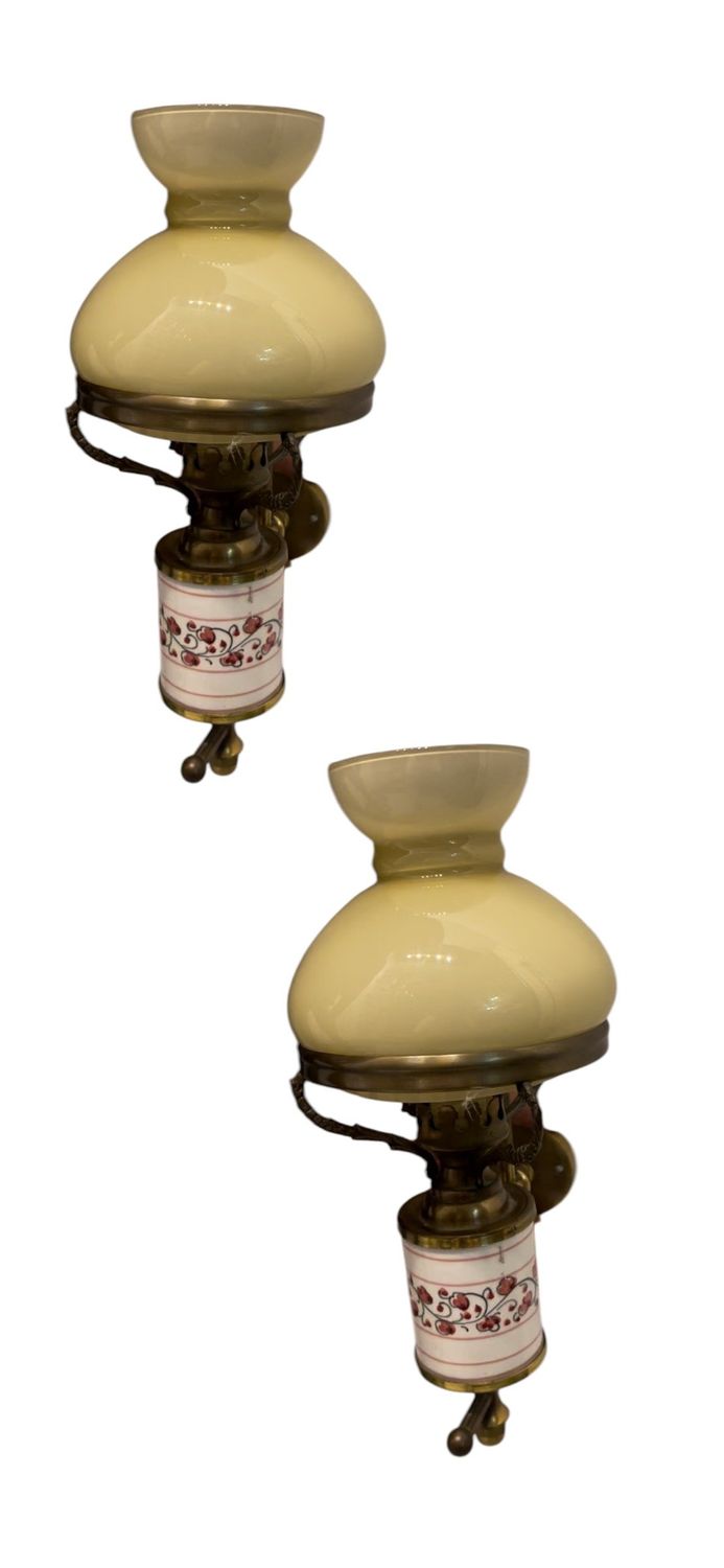 Vintage Bronze Ceramic Sconces Set of 2