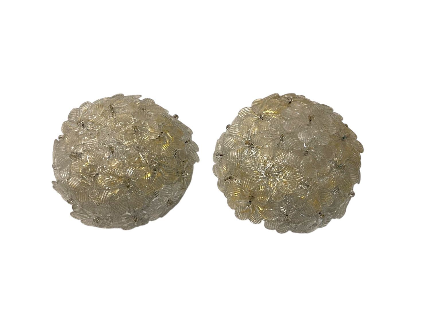 Murano Glass Flower Sconces by Seguso, 1960s, Set of 2