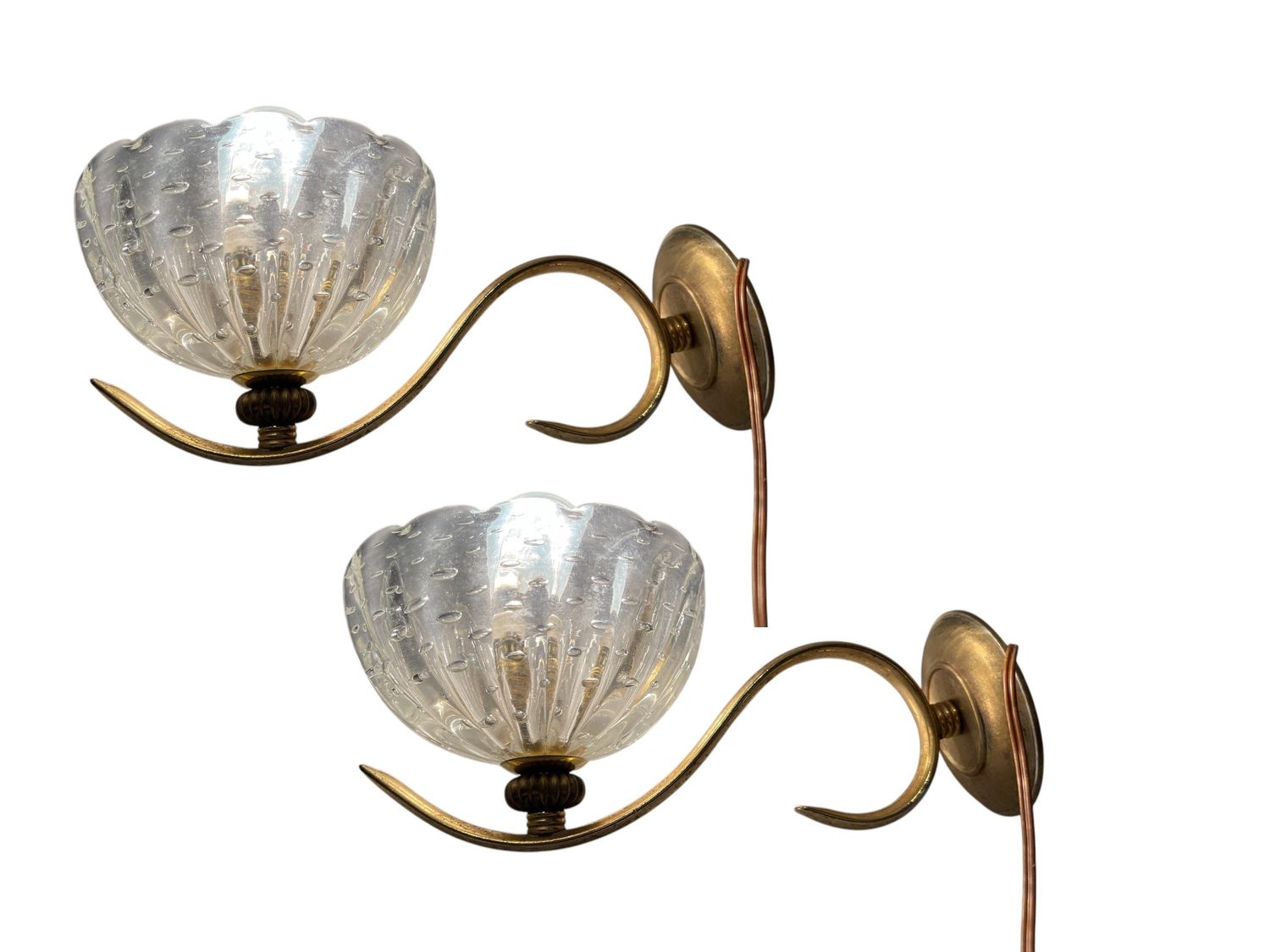 Murano Glass Pulegoso Brass sconces Set of 2