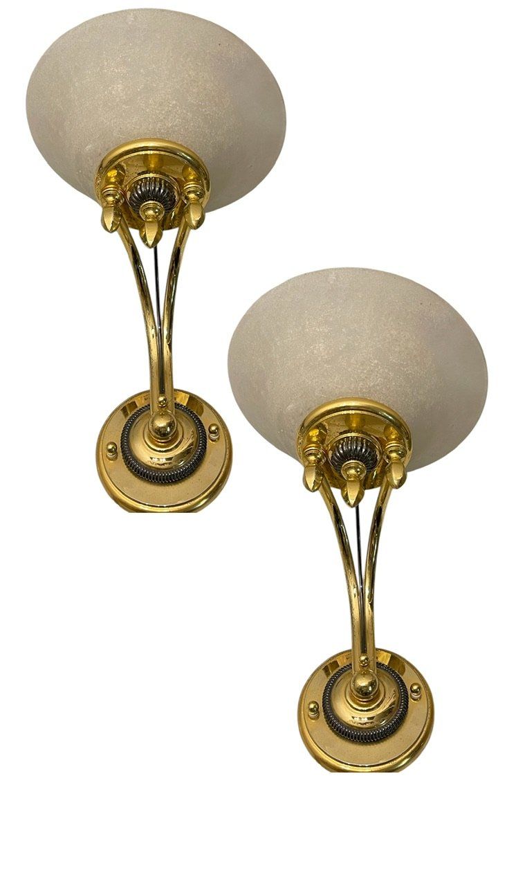 Brass Murano Glass Sconces, 1970s, Set of 2