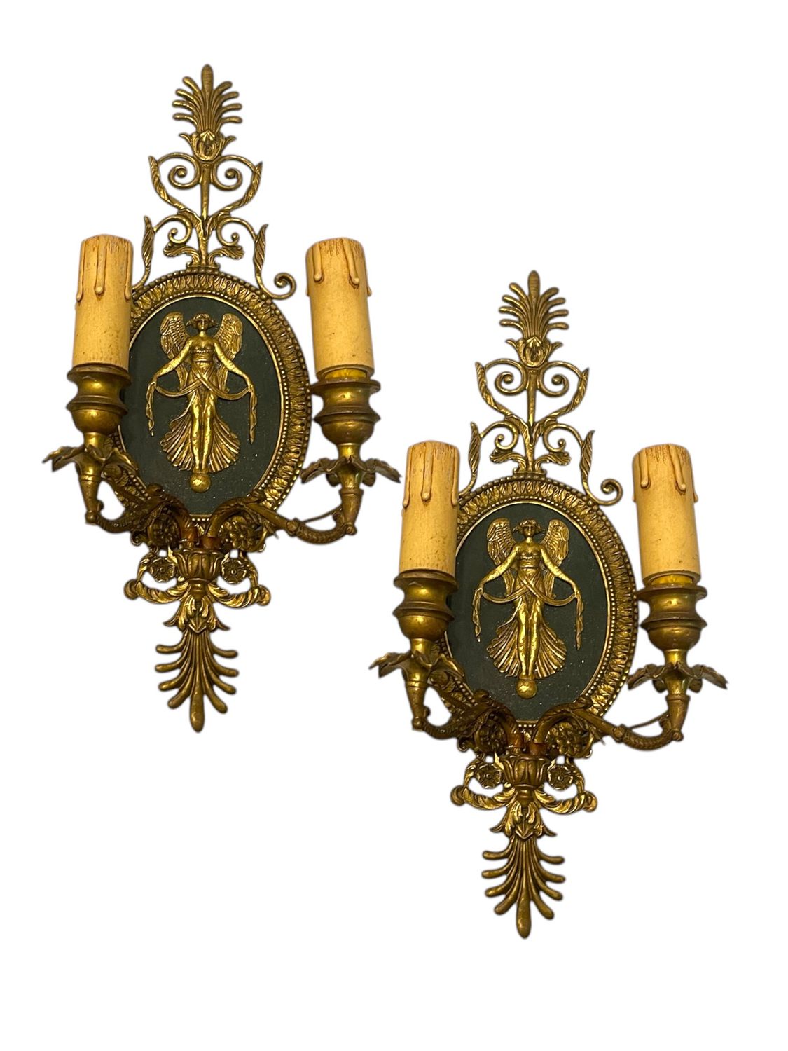 Vintage Sconces in Bronze, 1930s, Set of 2