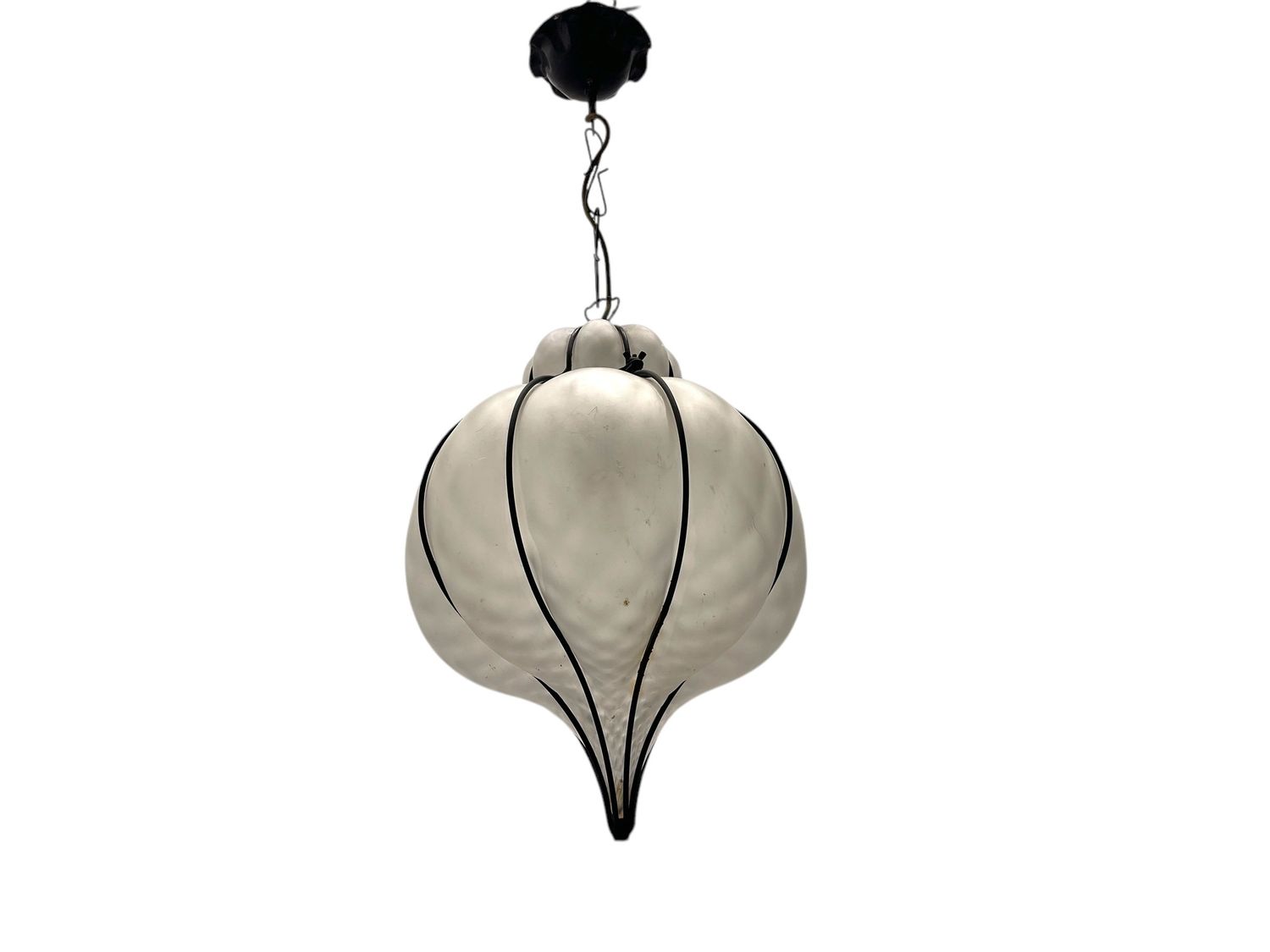 Murano Glass Wrought Iron Light Pendant