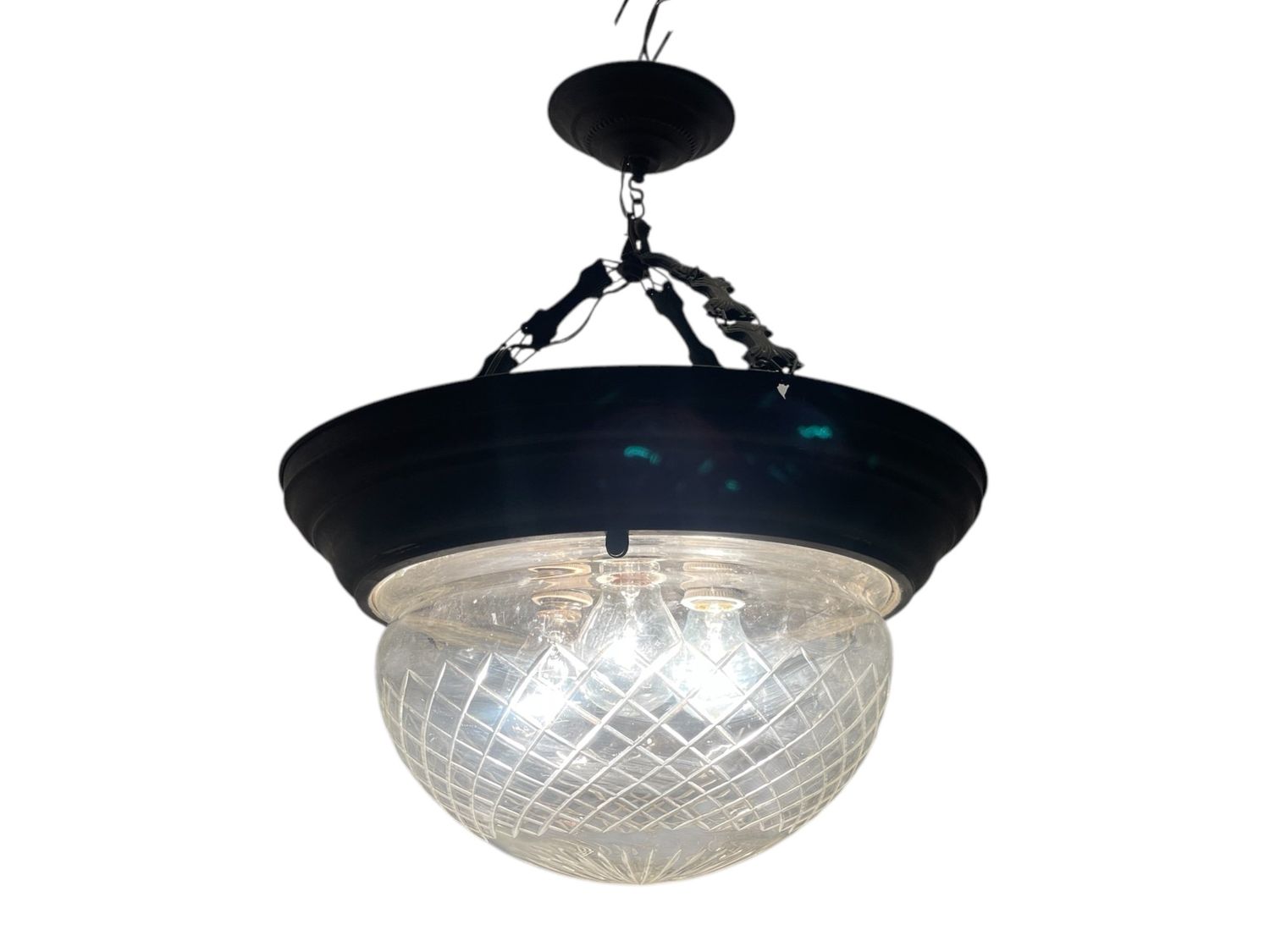 Vintage Bronze Crystal Light Pendant, 1940s