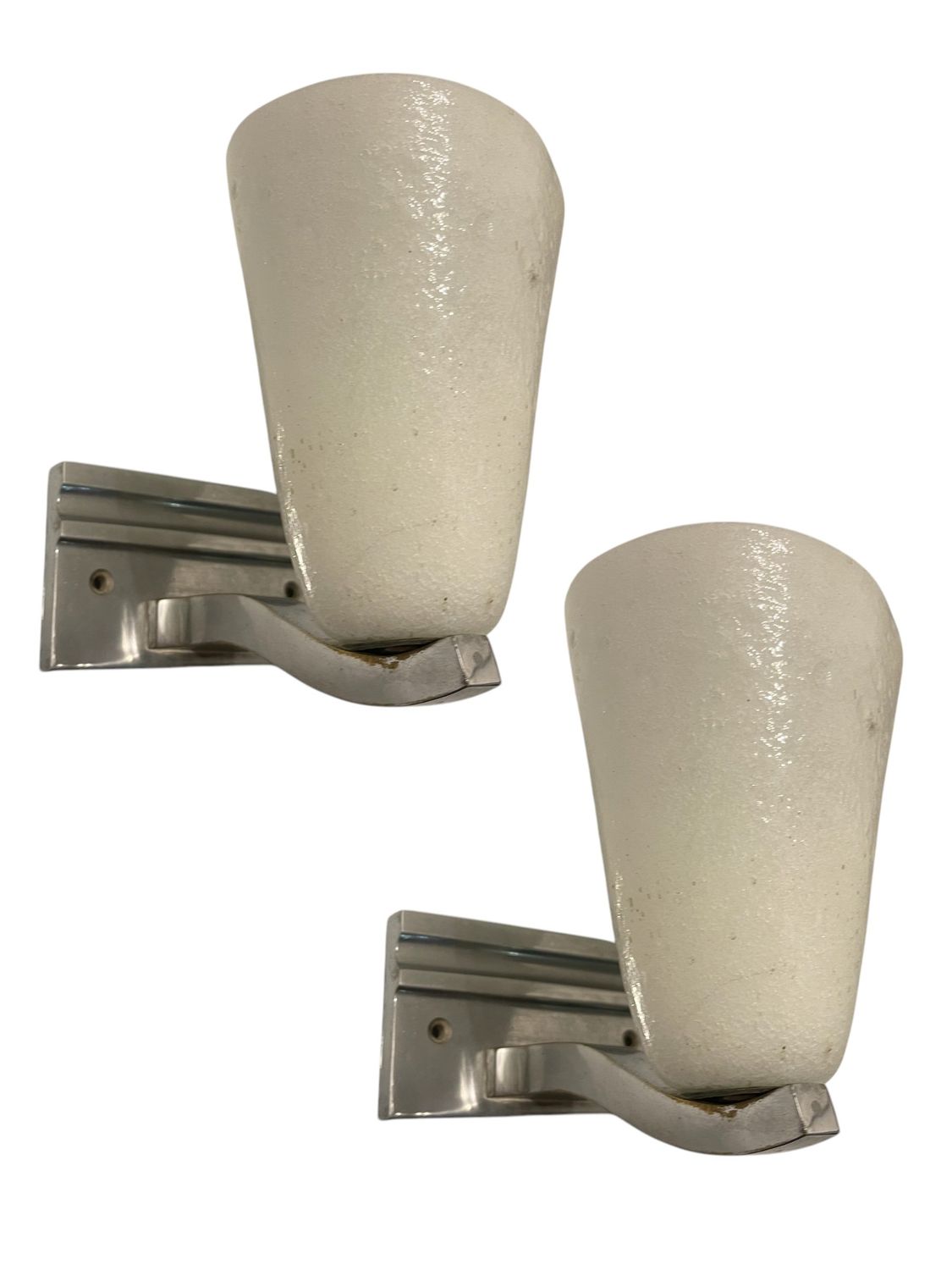 Murano Glass &amp; Chrome Sconces, 1940s, Set of 2