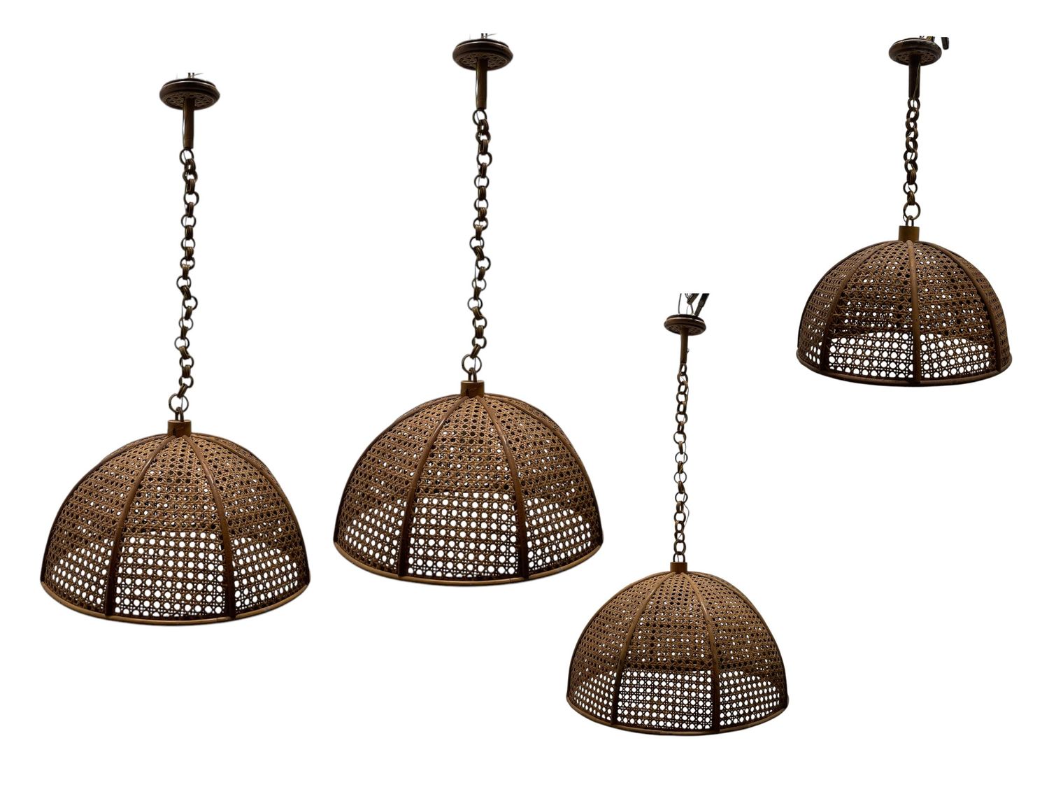 Italian Rattan Pendants, 1960s, Set of 4