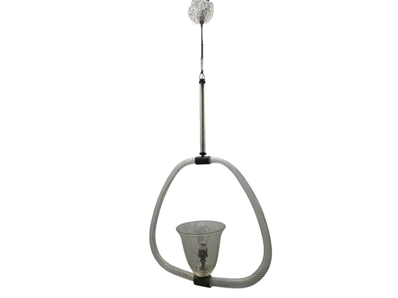 Barovier Murano Glass Light Pendant by Ercole Barovier, 1940s