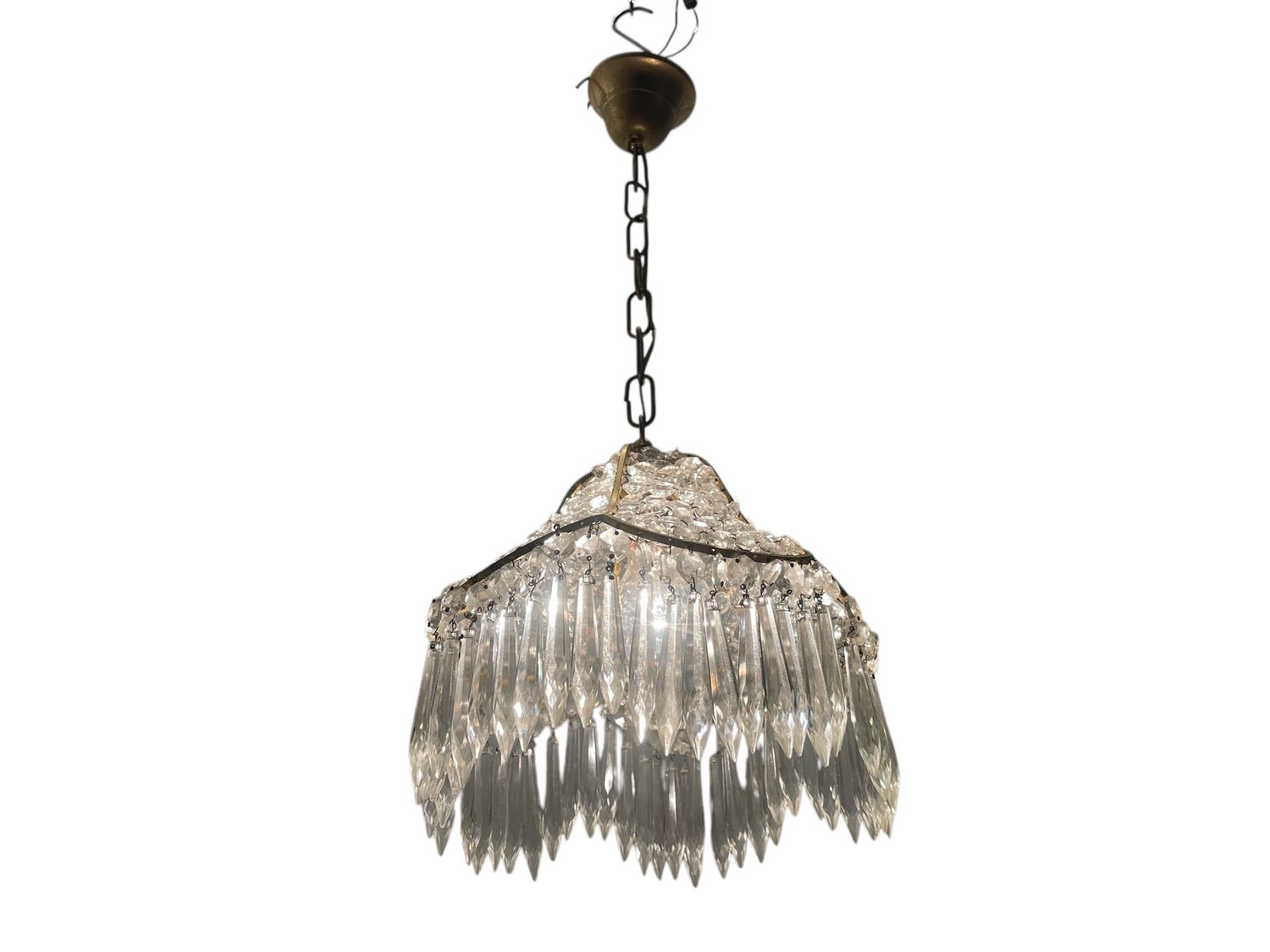 Small Crystal and Brass Pendant, 1960s