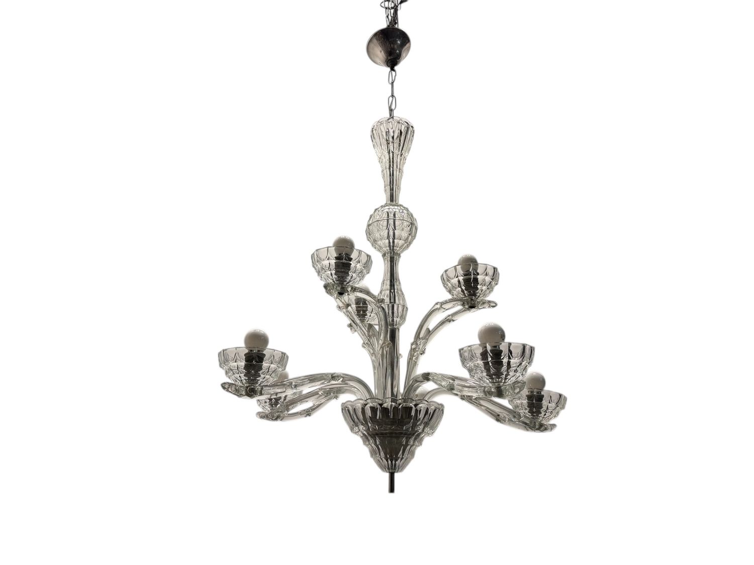 Large Art Deco Murano Glass Barovier Chandelier