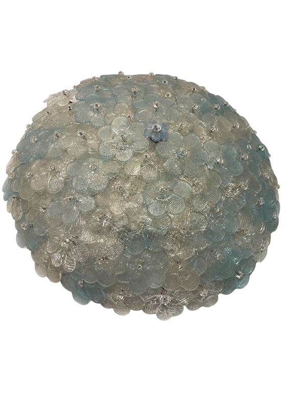 Large Murano Glass Flower Flush Mount by Seguso, 1960s