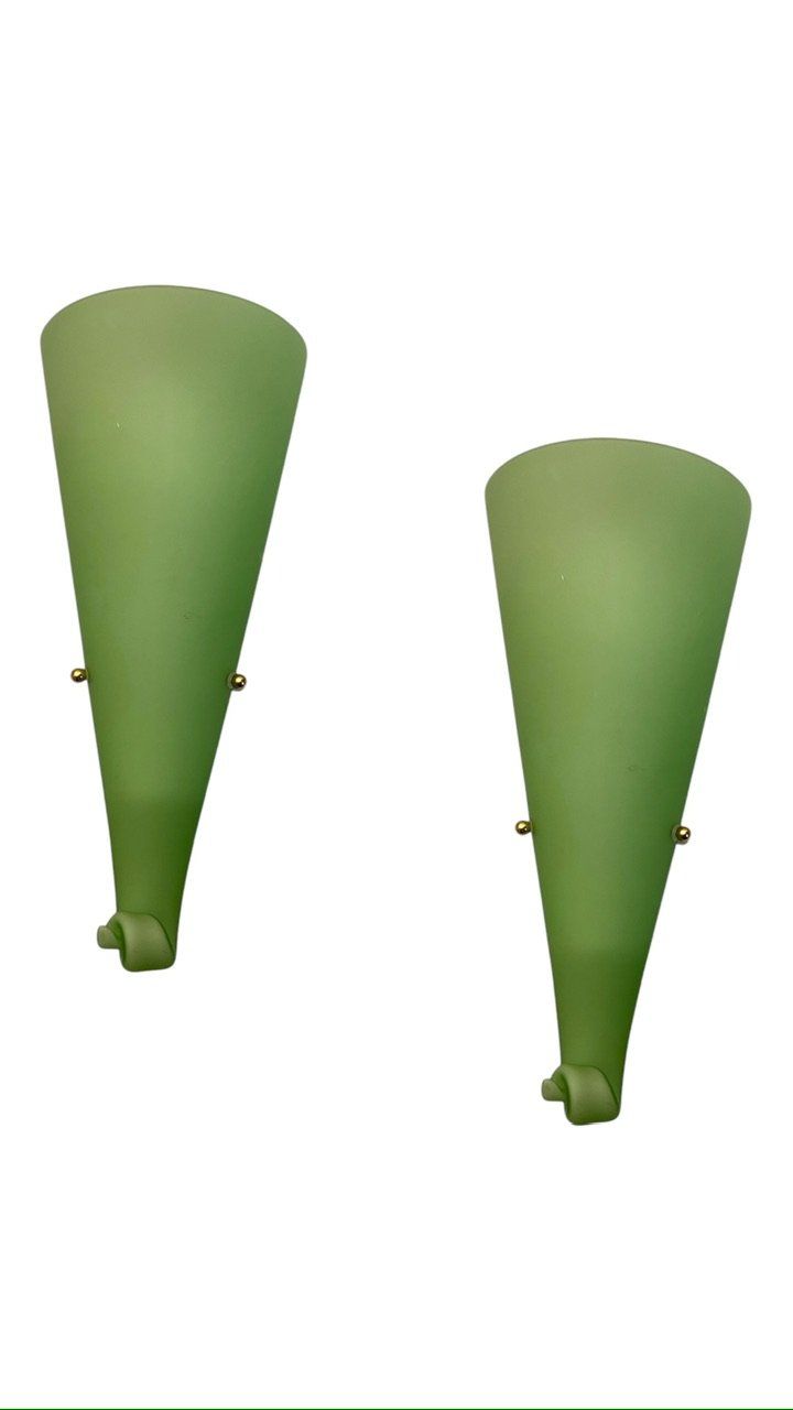 Green Murano Glass Sconces, 1970s, Set of 2