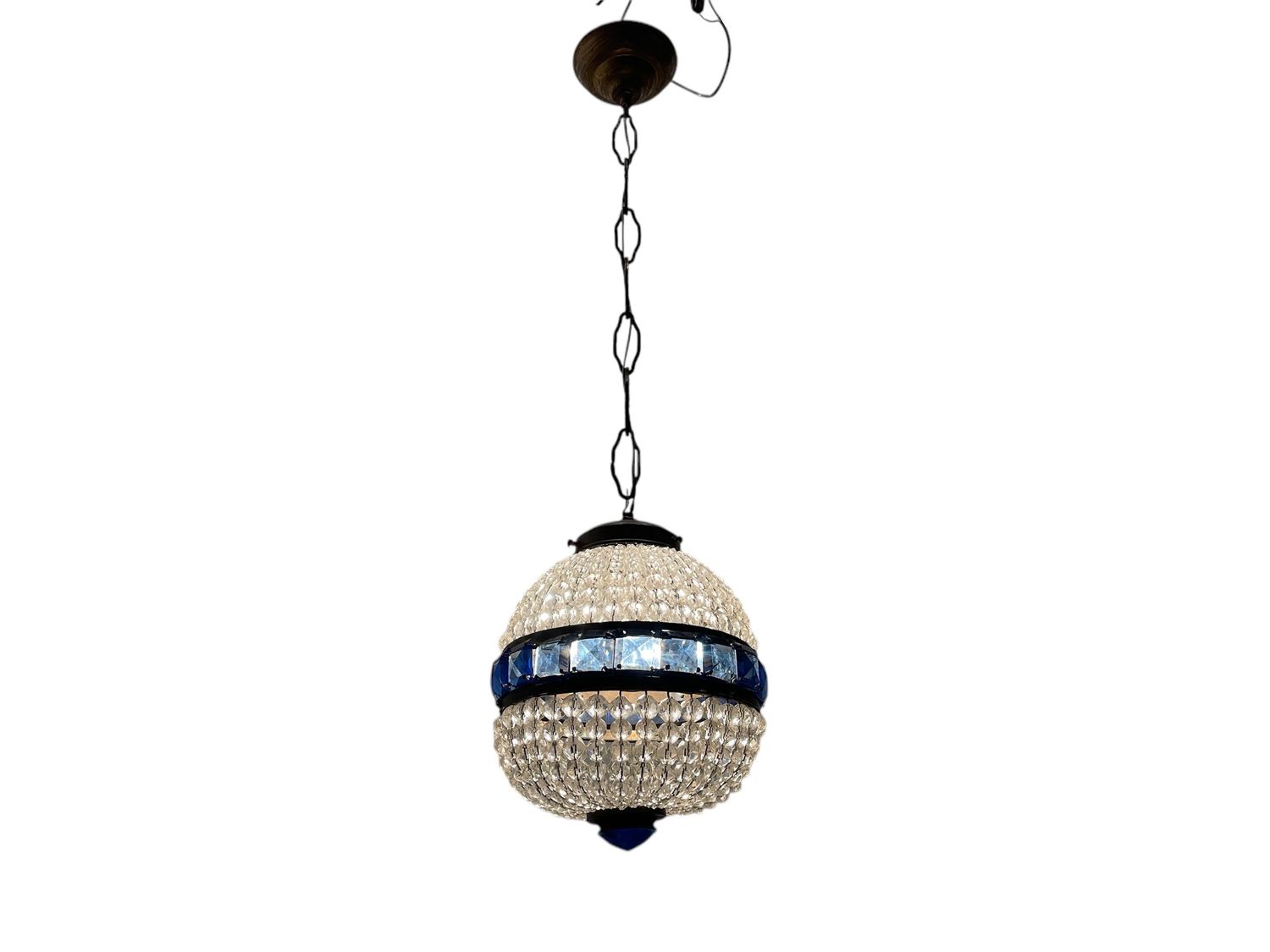 Crystal Beaded Light Pendant, 1950s