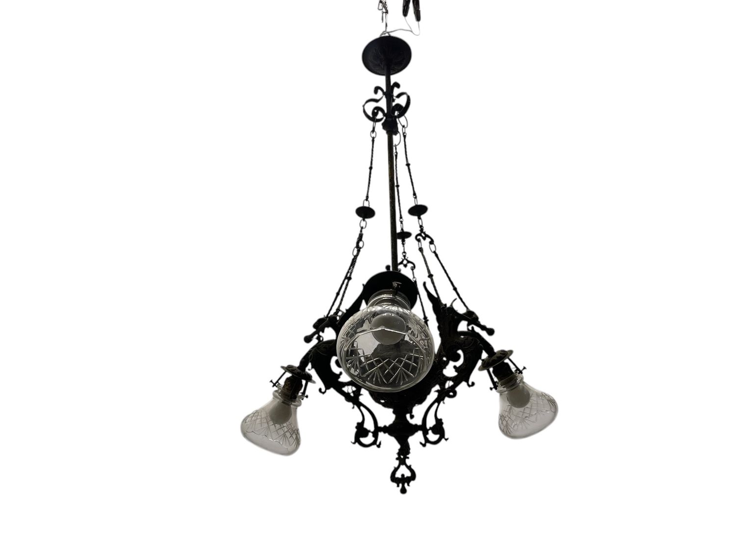 Vintage Bronze Chandelier, 1940s