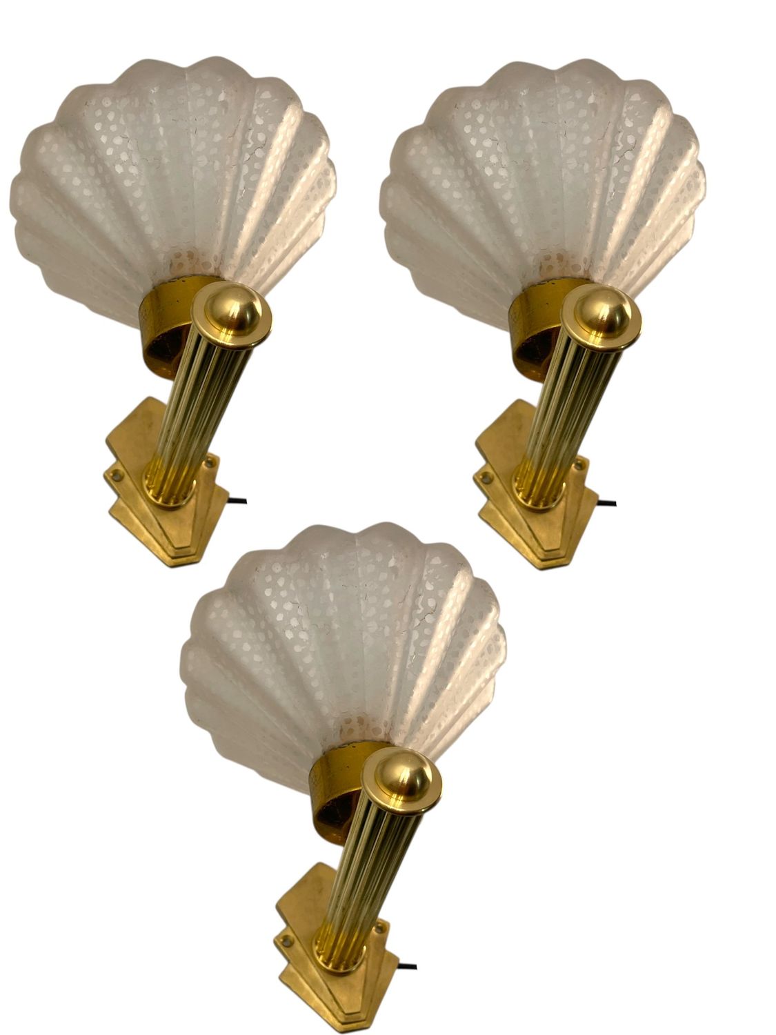 Murano Glass Brass Sconces, 1950s, Set of 3