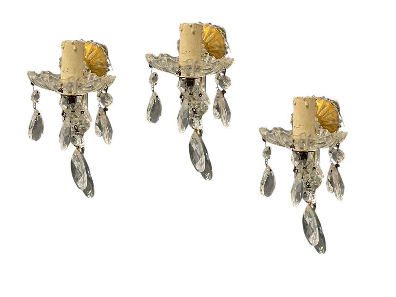 Crystal Maria Theresa Sconces, Set of 3