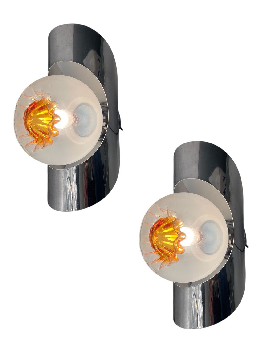 Chrome Murano Sconces from Mazzega, 1970s, Set of 2