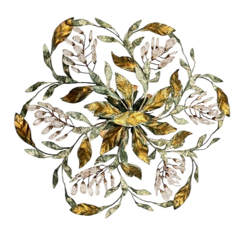 Large Tole Florentine Flushmount, 1960s