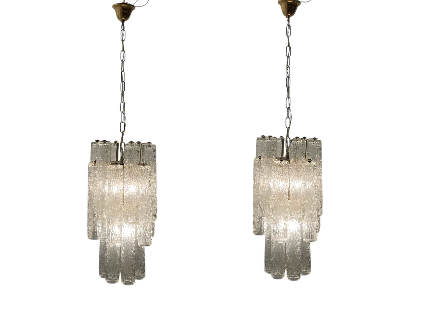 Vintage Italian Murano Glass Tube Pendants by Toni Zuccheri, 1970s, Set of 2