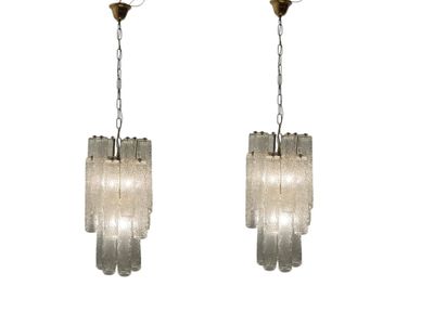 Vintage Italian Murano Glass Tube Pendants by Toni Zuccheri, 1970s, Set of 2