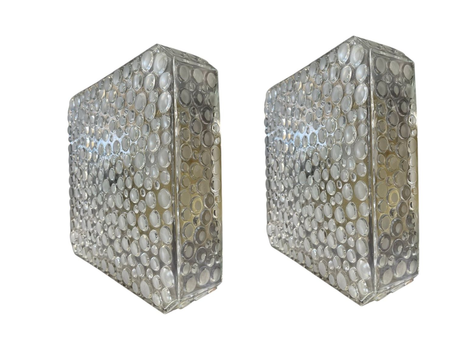 Mid-Century Bubble Crystal Glass Sconces from Hustadt Leuchten, Set of 2