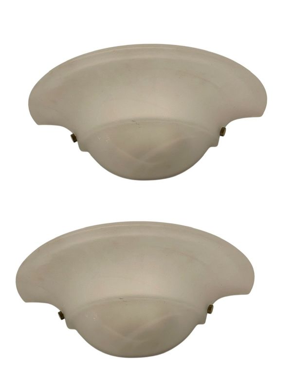 White Marbled Glass Wall Sconces by Zonca, Italy, 1980s, Set of 2