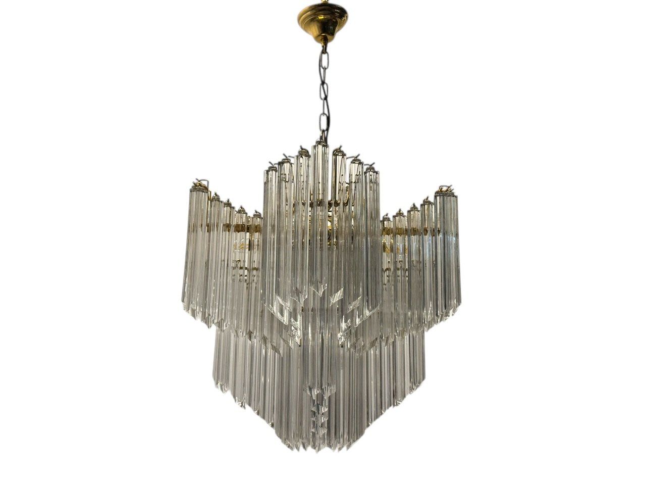 Murano Glass Quadrilobi Chandelier by Paolo Venini, Italy, 1980s