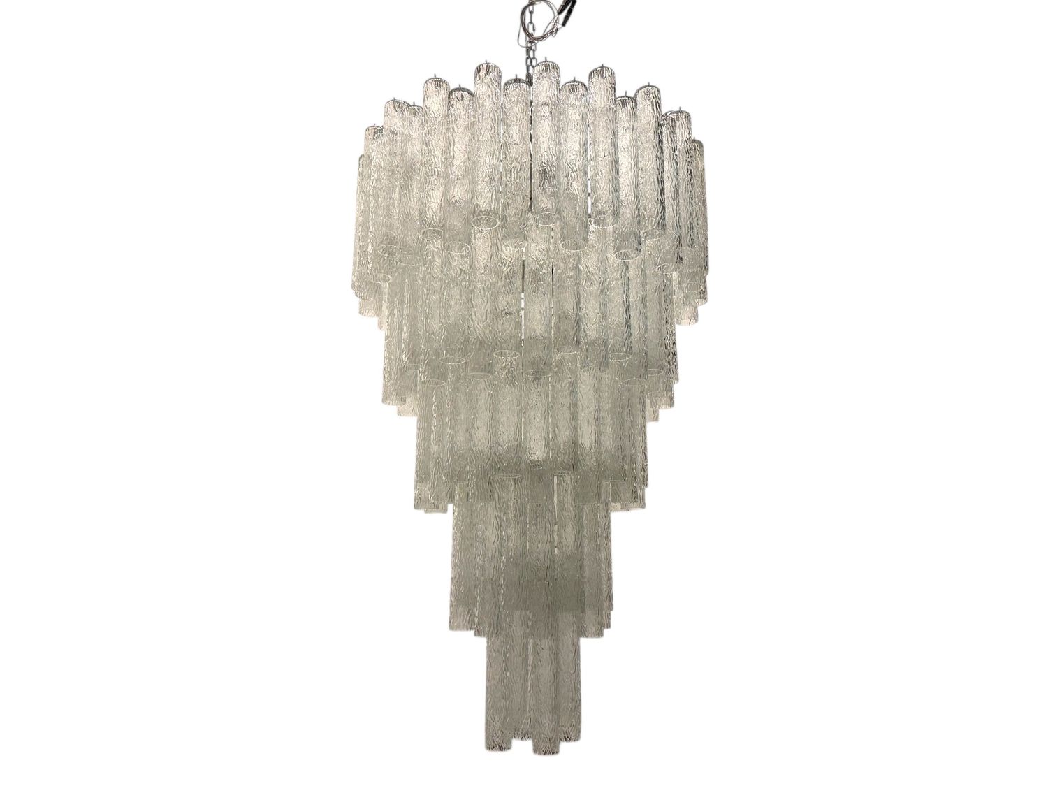 Large Murano Glass Tube Chandelier, Italy, 1980s