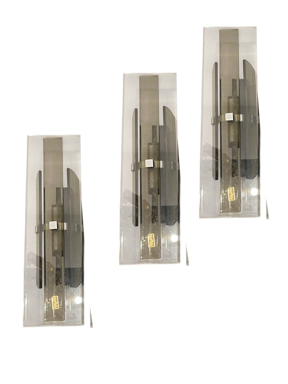 Glass Wall Sconces from Arte, Italy, 1970s, Set of 3