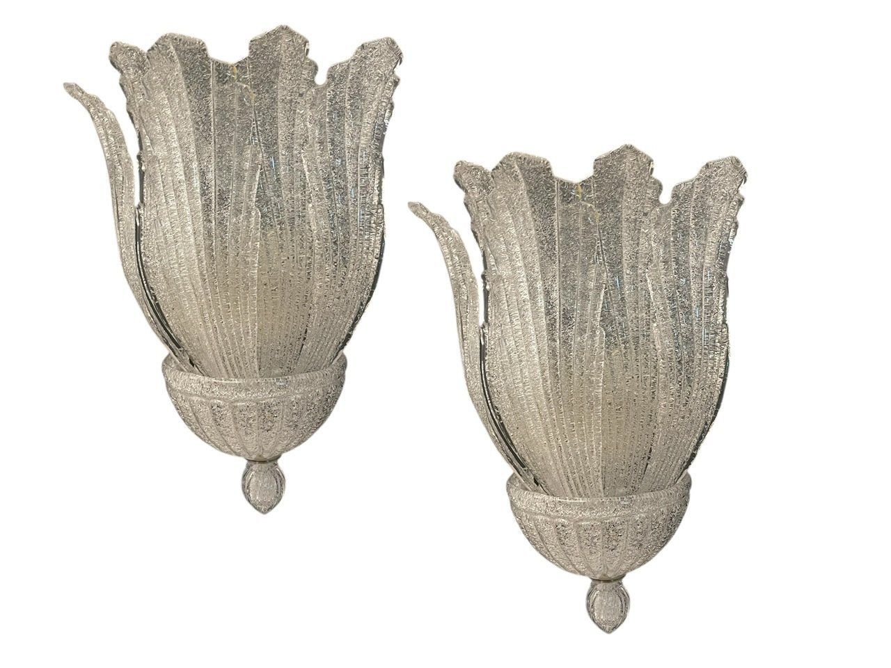 Large Venetian Murano Glass Sconces, 1980s Set of 2
