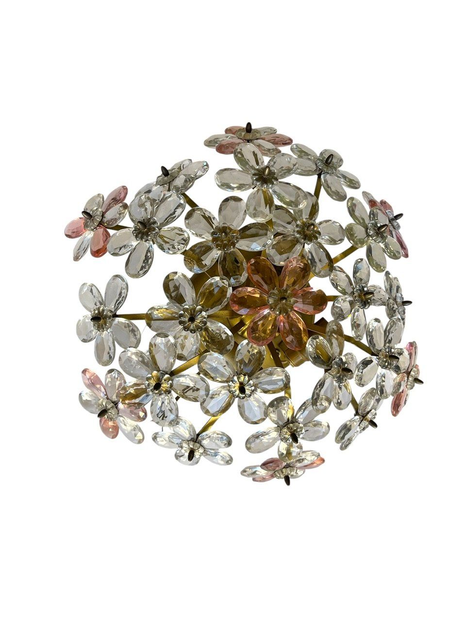 Pink Murano Glass Floral Flush Mount, 1970s