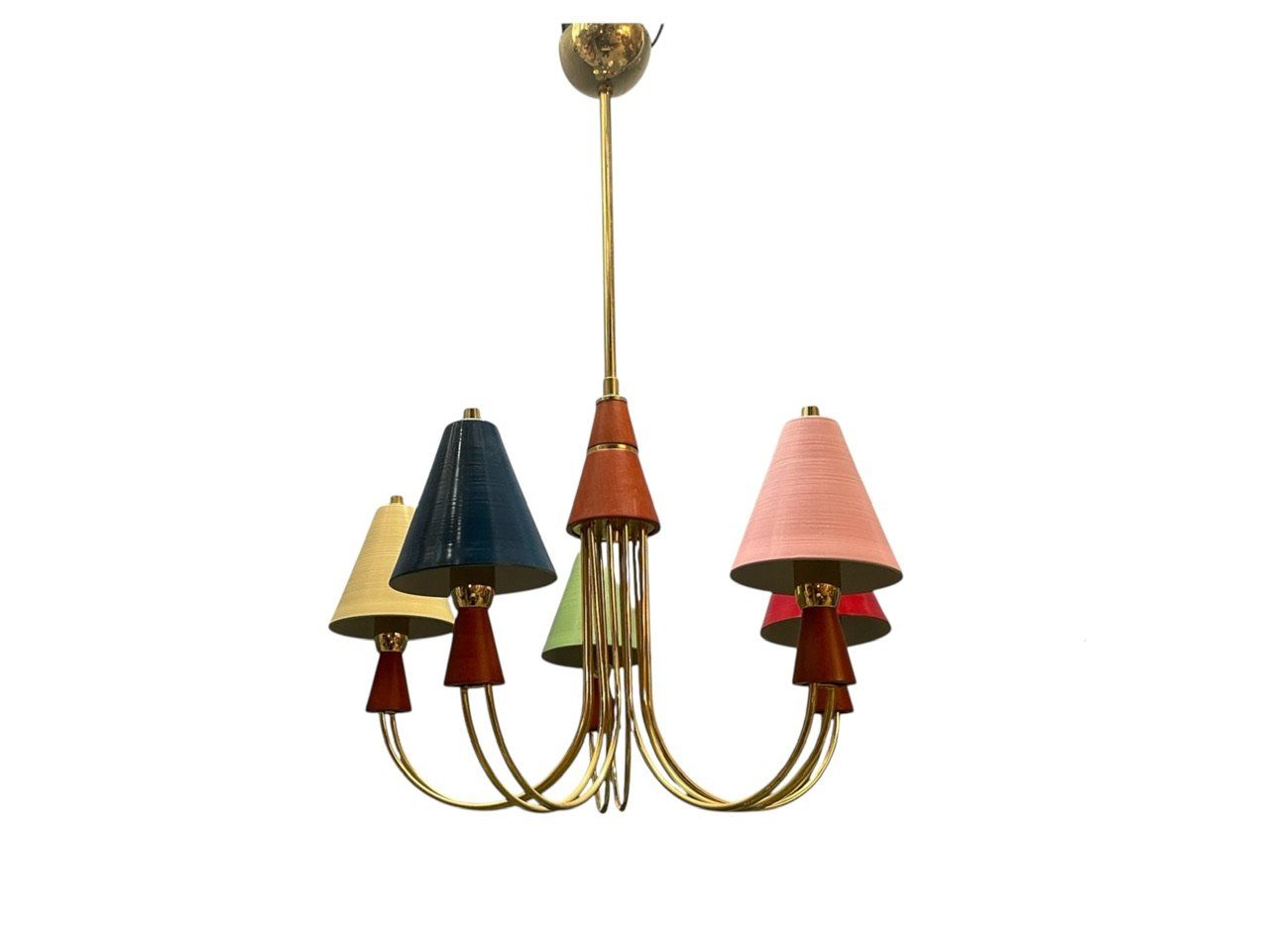 Vintage Brass Pendant with Five Lights, 1980s