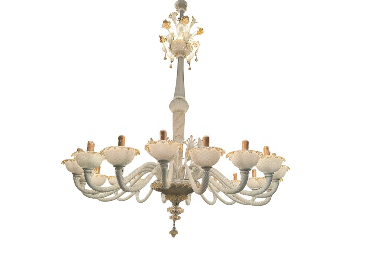 Large Venetian Murano Glass Chandelier by Paolo Venini for Maestri di Murano, 1950s