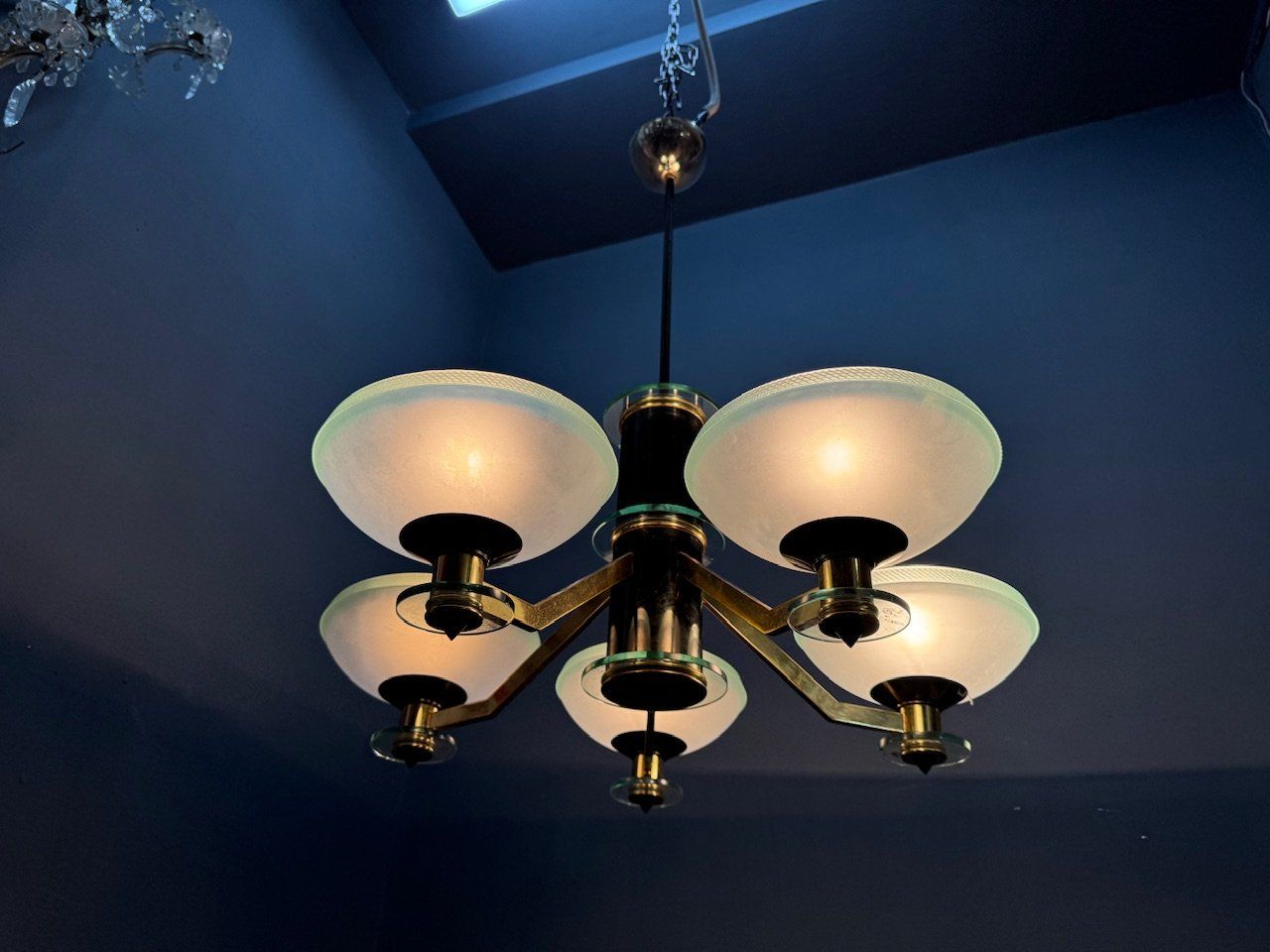 Large Art Deco Murano Glass Chandelier, 1960s