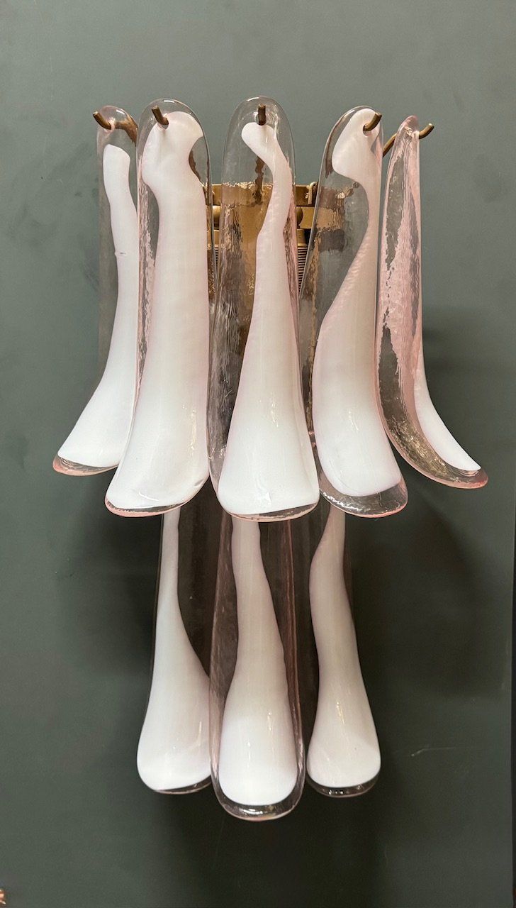 Large Feather Sconces in Murano Glass, 1970s, Set of 2