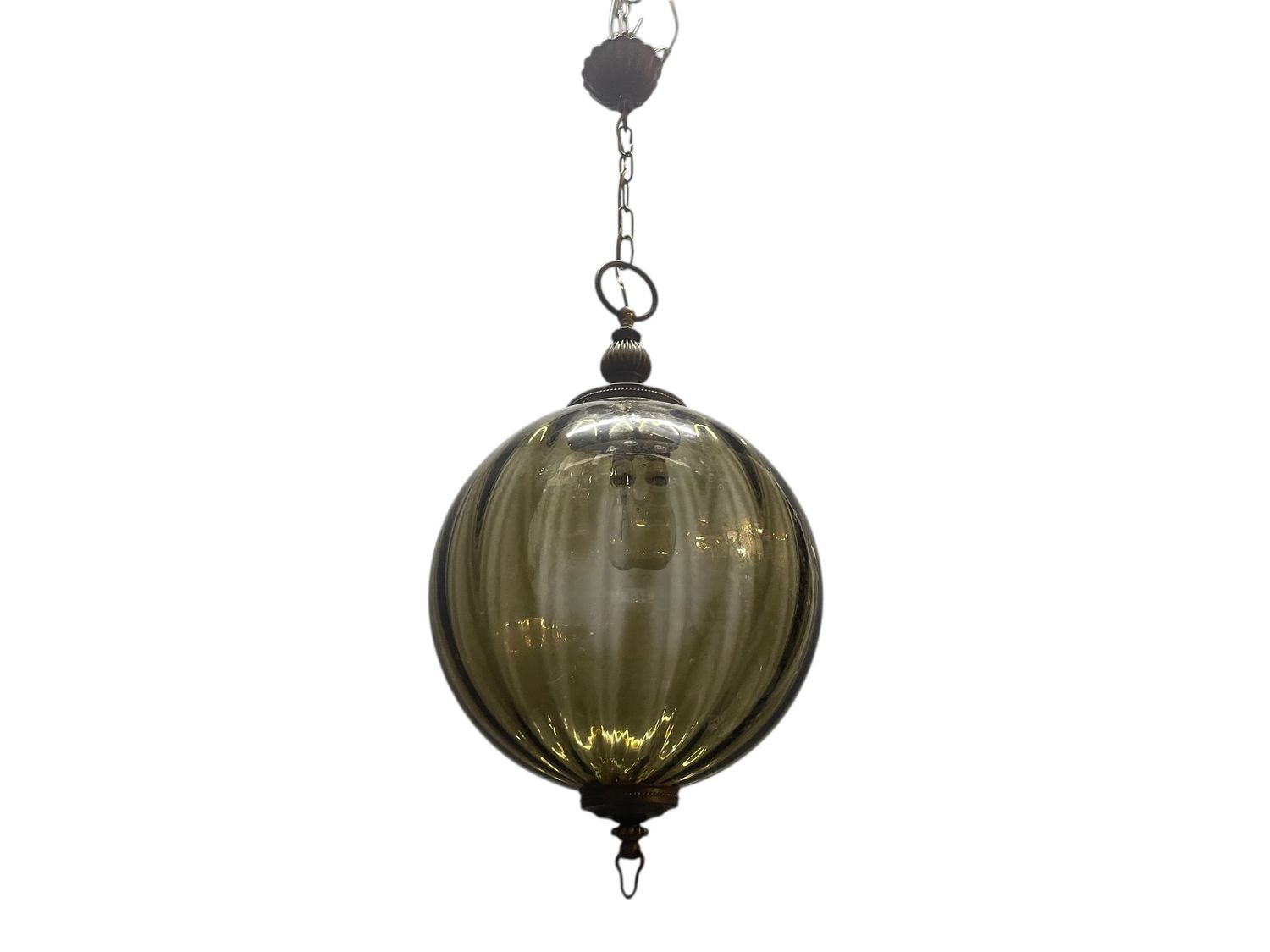 Bronze and Olive Green Murano Glass Pendant Light, 1960s