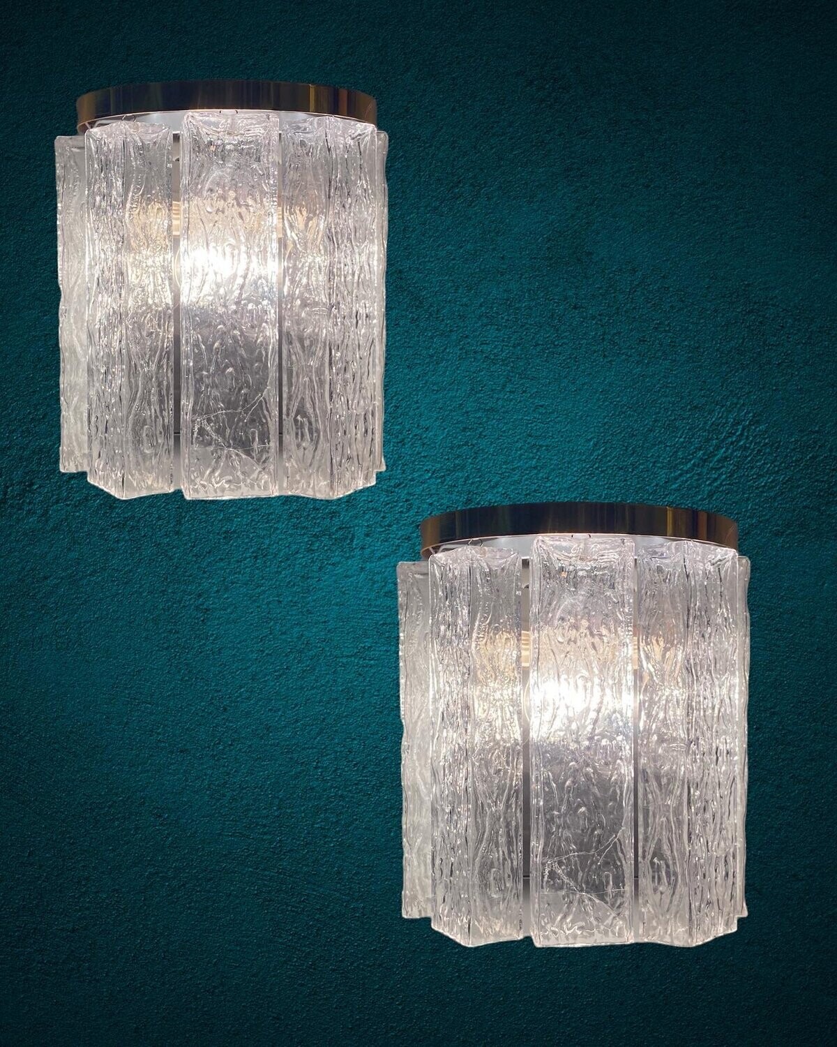 Mid-Century Italian Murano Glass Sconces, Set of 2