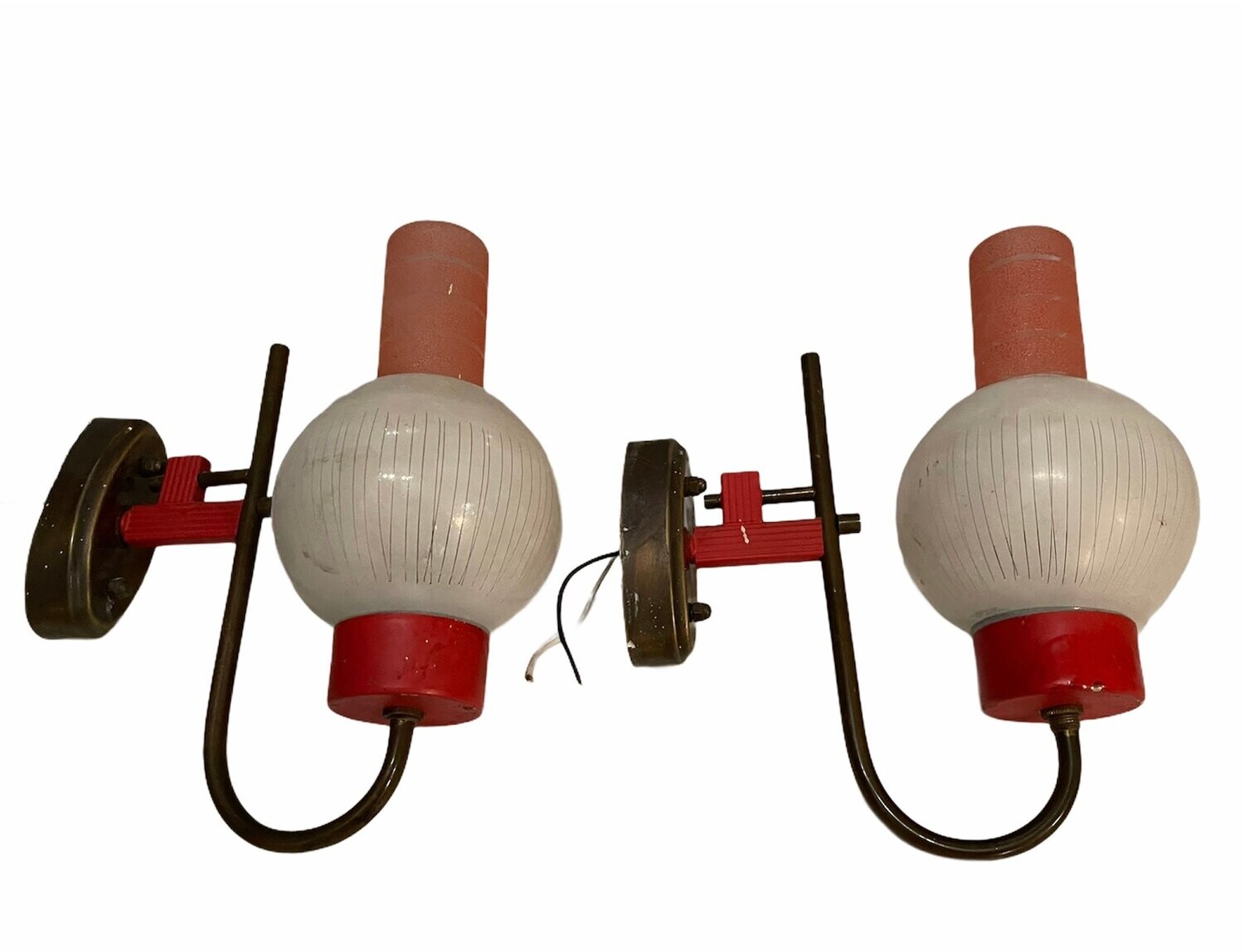 Vintage Red Glass Sconces by Stilnovo, 1950s, Set of 2