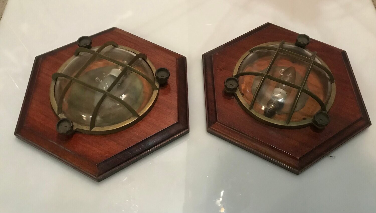 Vintage Maritime Nautical Wooden Sconces, Set of 2