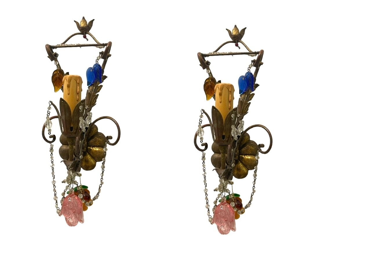 Tole Murano Glass Sconces Set of 2