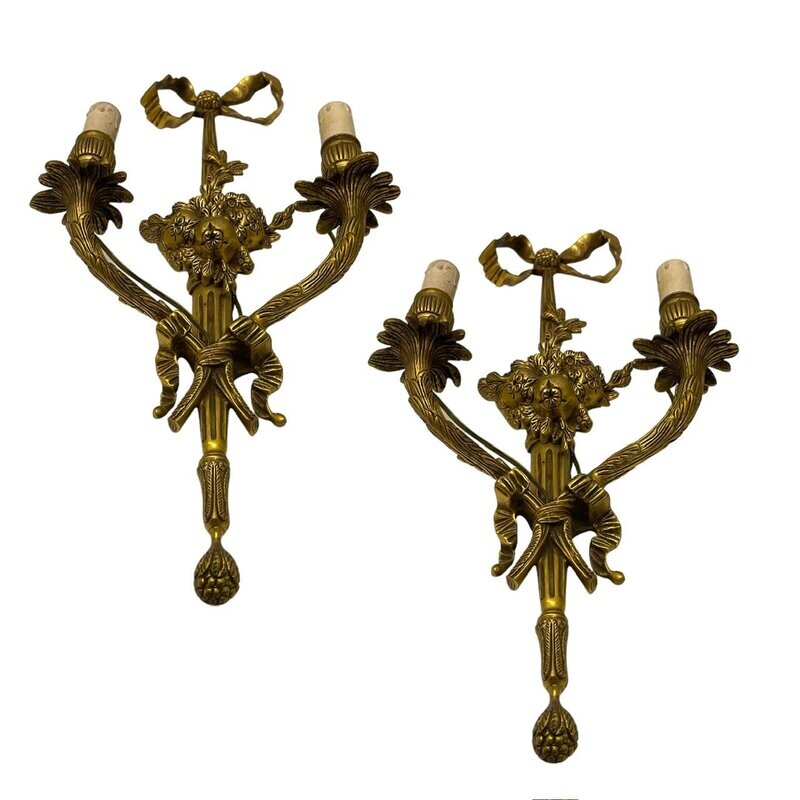 Antique Bronze Fruit Sconces Set of 2