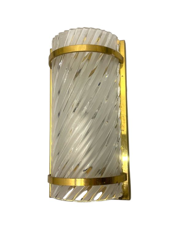 Brass and Crystal Wall Light, 1970s