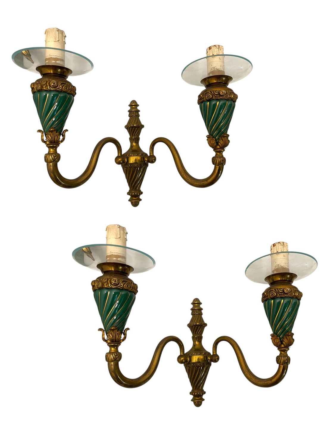 Bronze Ceramic Sconces Set of 2 1950’s