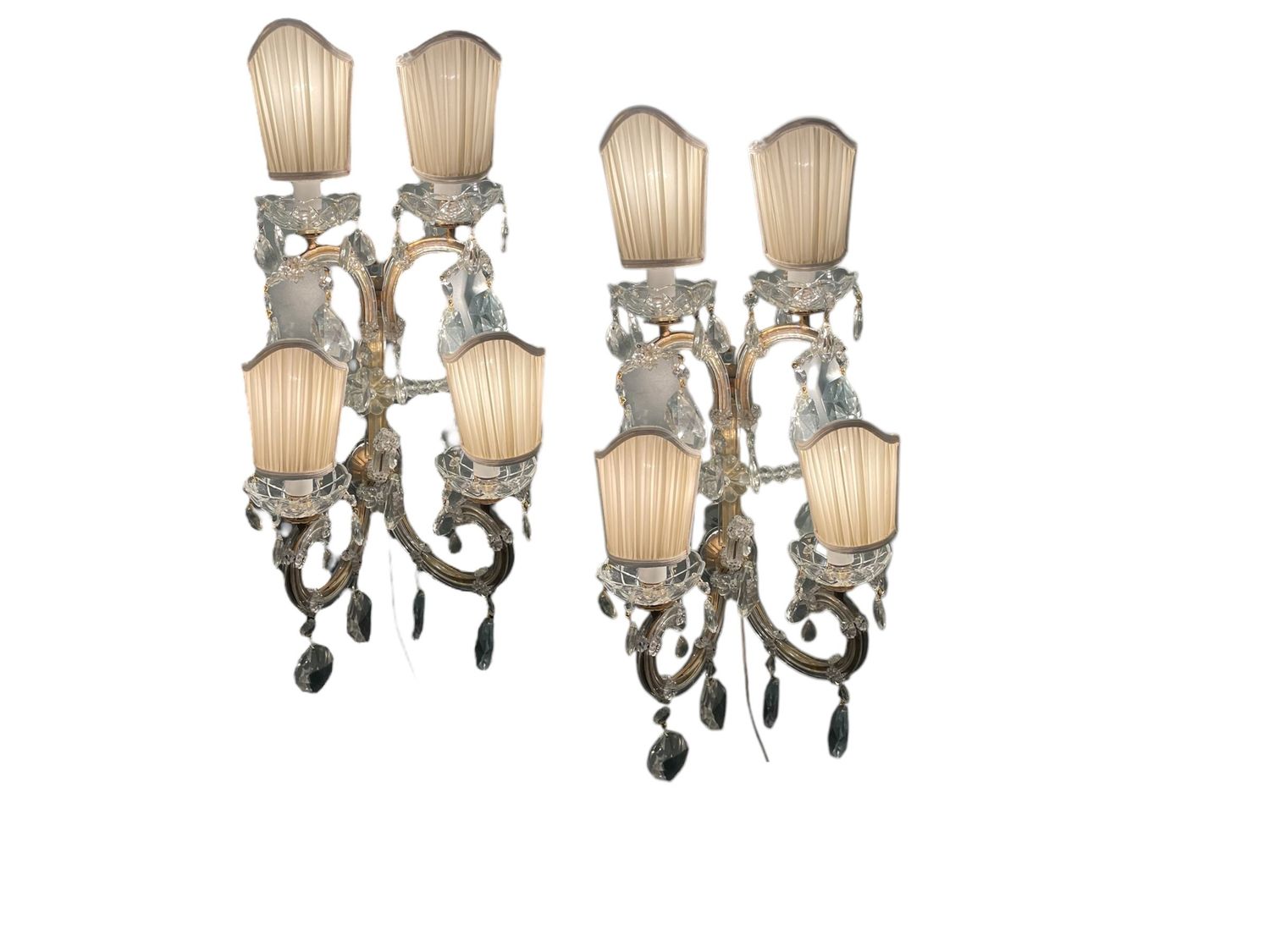 Large Crystal Maria Teresa Sconces, Set of 2